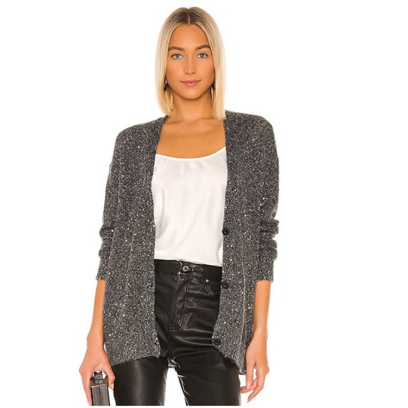 Atm Sequin Metallic Cardigan Charcoal 